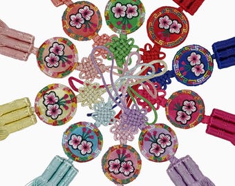 Maehwa Plum Blossom Mini Norigae Korean Tassel Charm, 10 Colors Unwavering Spirit Symbol Hanbok Knot, Traditional Korean Accessory Keychain