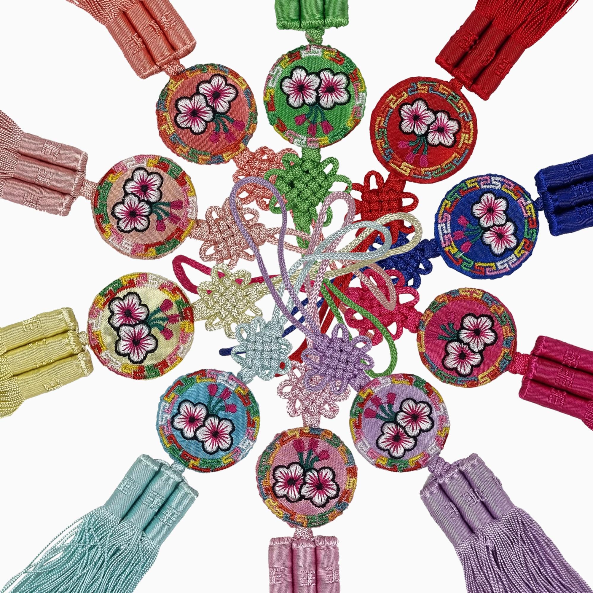 Maehwa Plum Blossom Mini Norigae Korean Tassel Charm, 10 Colors