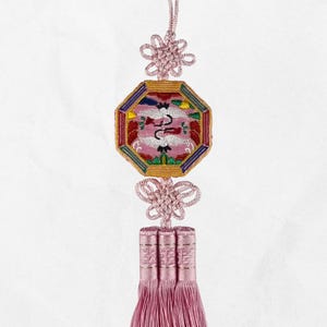 Cranes Embroidered Norigae Korean Tassel Charm, Hak Norigae Hanbok Knot Brooch, Korean Lucky Accessories Keychain, New Year and Chuseok Gift