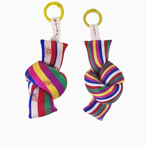 Saekdong Korean Twist Keyring, Traditional Multicolored Stripe Braided Cord Charm, Hanbok Pattern Bag Accessory