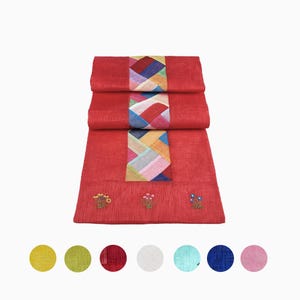 Saekdong Korean Patchwork Quilt Table Runner, Traditional Color Block Table Cloth, Korean Tableware Fabric, New Year and Chuseok Gifts