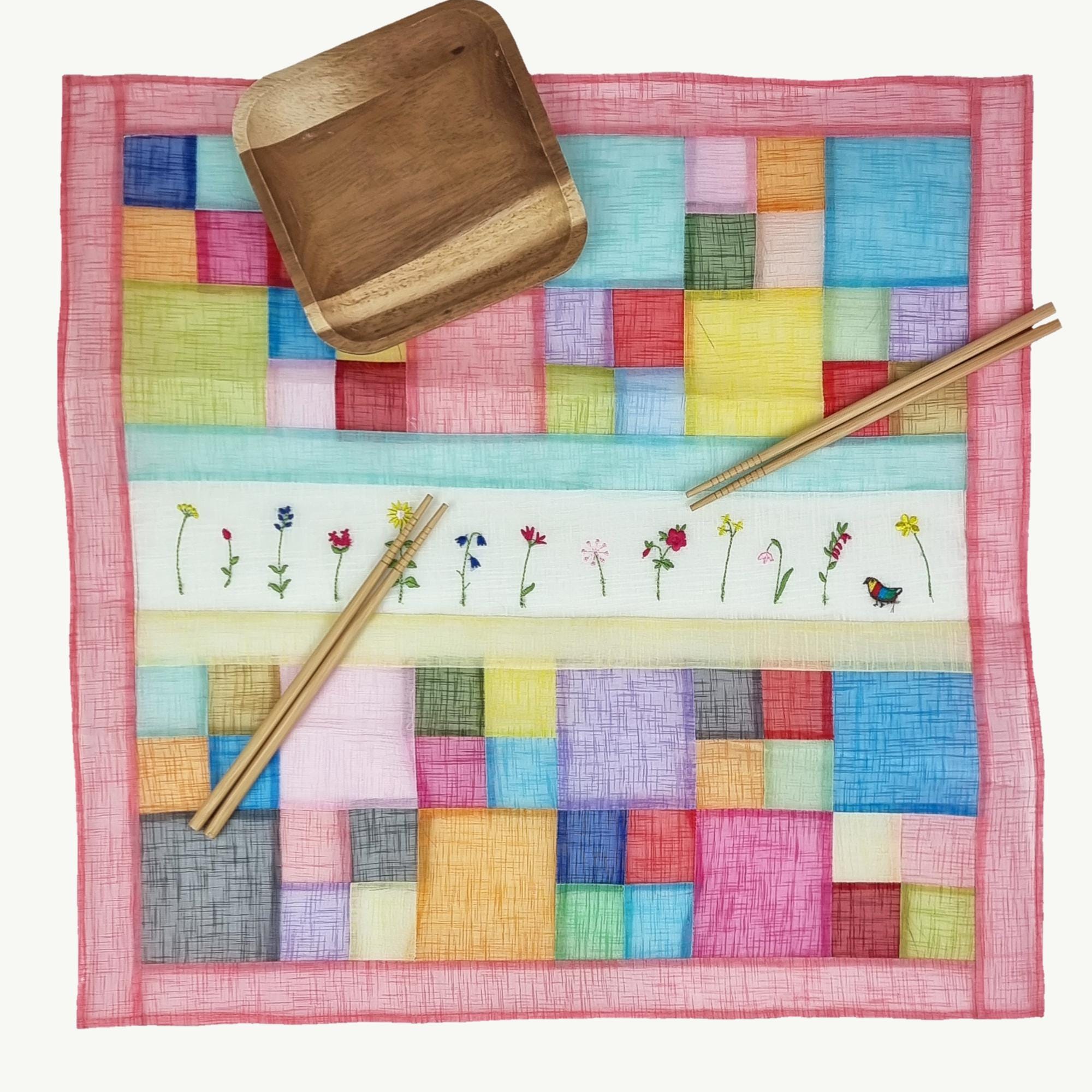 Jogakbo Traditional Korean Color Block Table Mat, Versatile Patchwork Tapestry Korean Cloth, Housewarming & New Year and Chuseok Gifts
