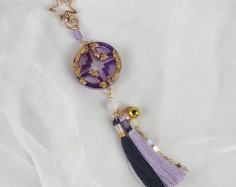 Purple Core Norigae Keyring, Korean Tassel Bag Charm Keychain, Modern Hanbok Accessory