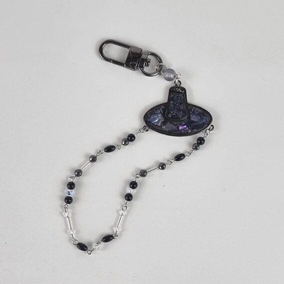Gat Hat Keyring, Korean Mother of Pearl Najeon Inlay Charm, Kpop