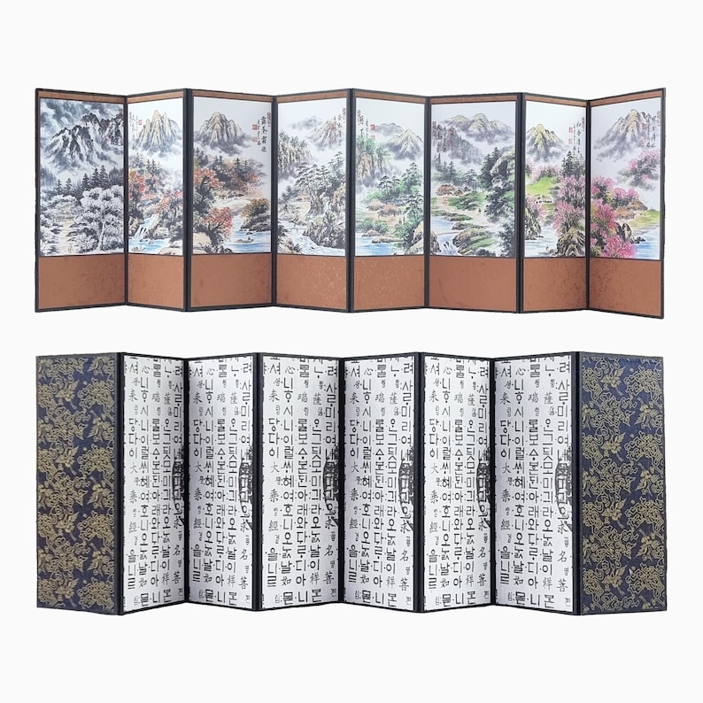 Sansudo Four Seasons Folding Screen Tabletop Landscape Korean Painting sansudo-four-seasons-folding-screen-tabletop-landscape-korean-painting