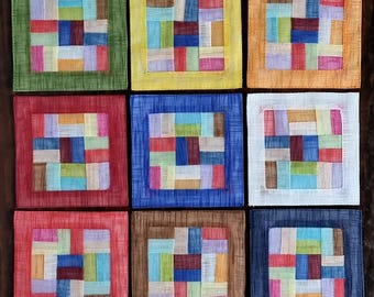 Random Color Set of 5 Korean Saekdong Color Block Coasters, Ramie Blend, Traditional Patchwork Quilt Home Decor, Housewarming Gifts