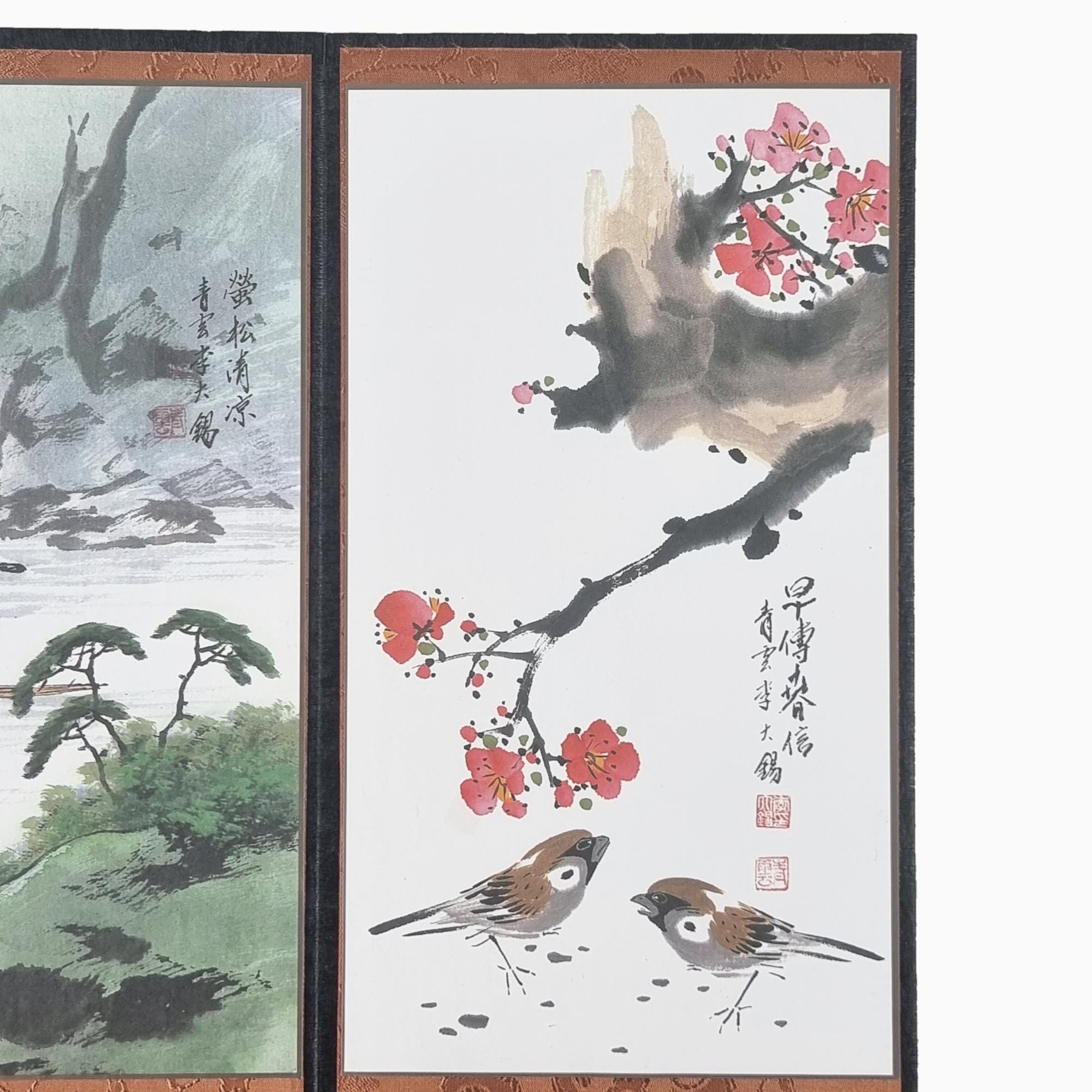 五君子屏風、韓国四君子梅蘭竹画、山水八曲屏風、卓上山水画 - Etsy 日本