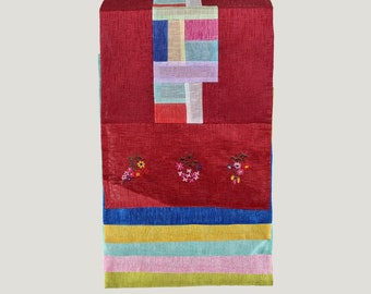 Korean Table Runner, Patchwork Quilt Table Cloth, Korean Fabric