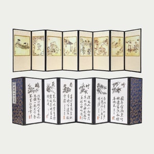 Korean Folk Painting Folding Screen – Kim Hong-do, Tabletop Decorative Divider, Korean Folk Art