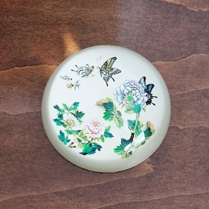 Hwajeopdo Korean Crystal Paperweight, Flower Butterfly Glass Dome, Korean Traditional Folk Art Office Decor, Wedding Anniversary Gift