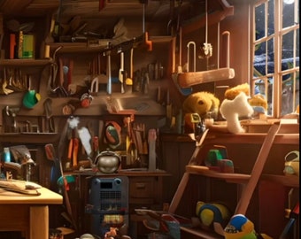 Animated zoom Background. Santa's work Shop