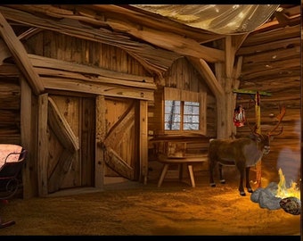 Animated Zoom Background Reindeer Barn