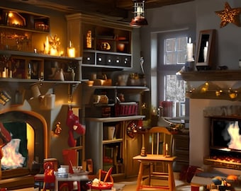 Candle Lit Santa's Toy Shop geanimeerde zoomachtergrond