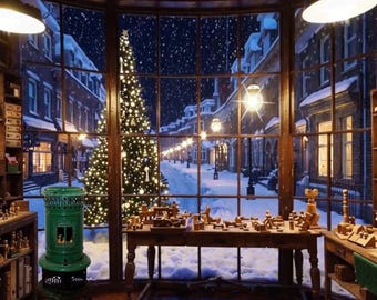 Santa's Toy Shop Window, geanimeerde zoomachtergrond.