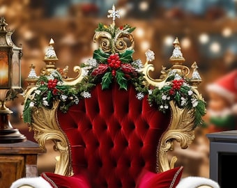 Geanimeerde zoomachtergrond Digitale download van Santa's Fancy Chair.