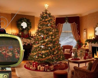 Kerstman's woonkamer met cameratoezicht van noordpoollocaties geanimeerde achtergrond.