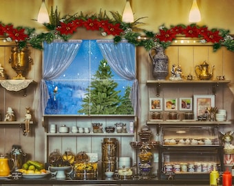 Mrs. Claus Bake Shop Zoom geanimeerde achtergrond