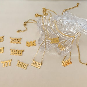 Angel Number Pendant Necklace Gold Plated High Quality Stainless Steel Adjustable Chain 111 222 333 444 555 777 888 999 | Numerology