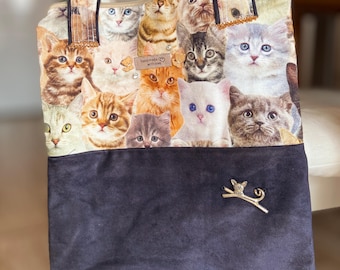 Cat Bag Tote Bag | Shopping Bag | with Cat Motif | Travel Gift Idea NEW E01