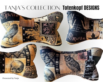 Reading pillow, Gothic skull, raven, fonts, spiders, neck pillow, bookend, book support, relaxation pillow, gift, NEW, various designs