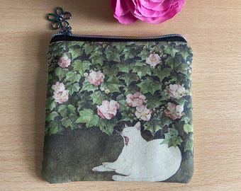 Cosmetic bag, cat-themed bag, white cat, cat lover, NEW, gift idea, wallet, coin purse, organizer