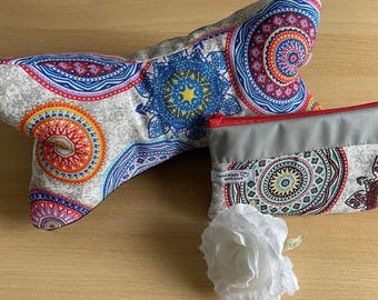 Gift set: Reading bone Neck pillow Bookend Bookend Relaxation pillow + Cosmetic bag Mantra Chakra Yoga pattern Gift idea NEW