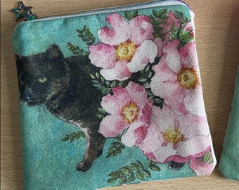 Bolsa de cosméticos, bolso con temática de gatos, gato oscuro, amante de los gatos, NUEVO, idea de regalo, billetera, monedero, organizador