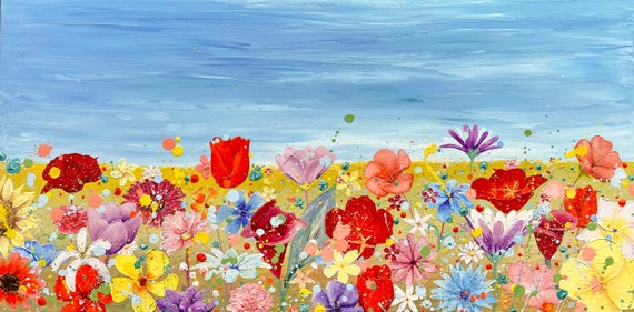 Field of Flowers Oil Painting on Canvas 80 X 40 Cm -  Canada