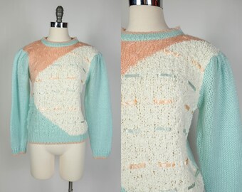 1980s Sheridan Unique Inc. Pastel Ribbon Sweater