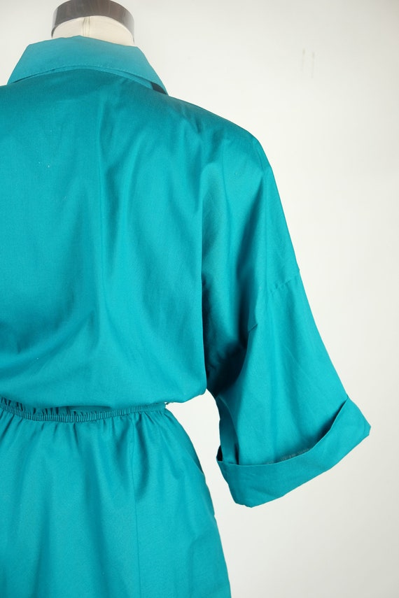1980s-Does-1950s The American Shirtdress in Teal - image 7