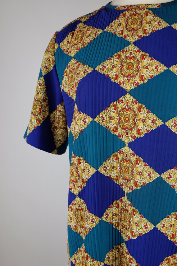 1980s Notations Abstract Argyle Print Short Sleev… - image 4
