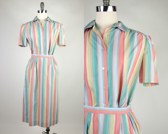 1980s Country Sophisticates by Pendleton Rainbow Stripe Matching Set