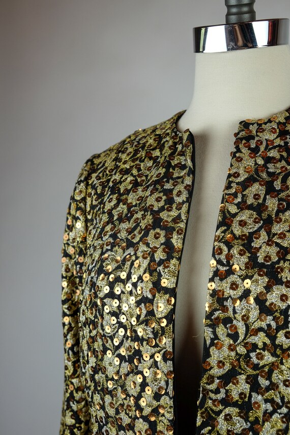 1990s Floral Metallic & Sequin Jacket - image 4