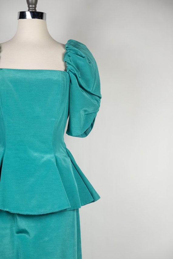 1980s Vivian Dessy Diamond Turquoise Prom Dress - image 3