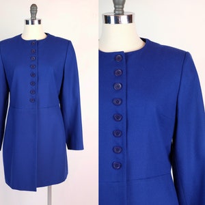 1980s Harvé Benard Cobalt Blue Wool Coat