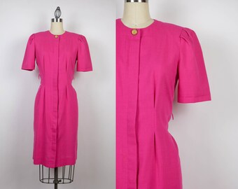 1980s Leslie Fay Short Sleeve Button-front Dress
