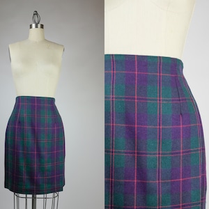 1990年代 タルボット プチ パープル&グリーン チェック柄 ミニスカート