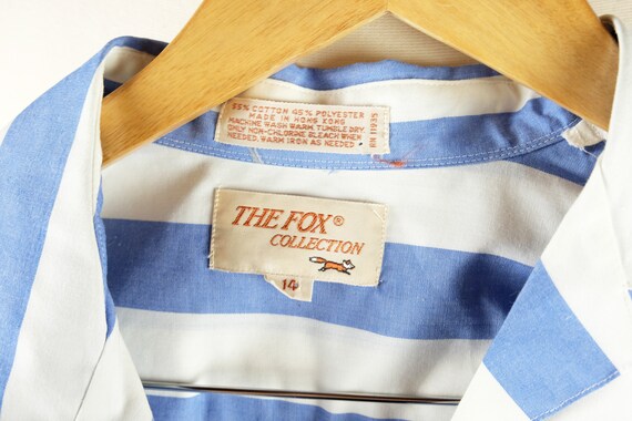 1980s The Fox Collection Blue & White Striped Blo… - image 9