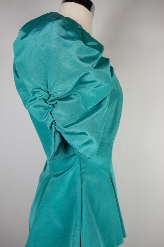 1980s Vivian Dessy Diamond Turquoise Prom Dress - image 7