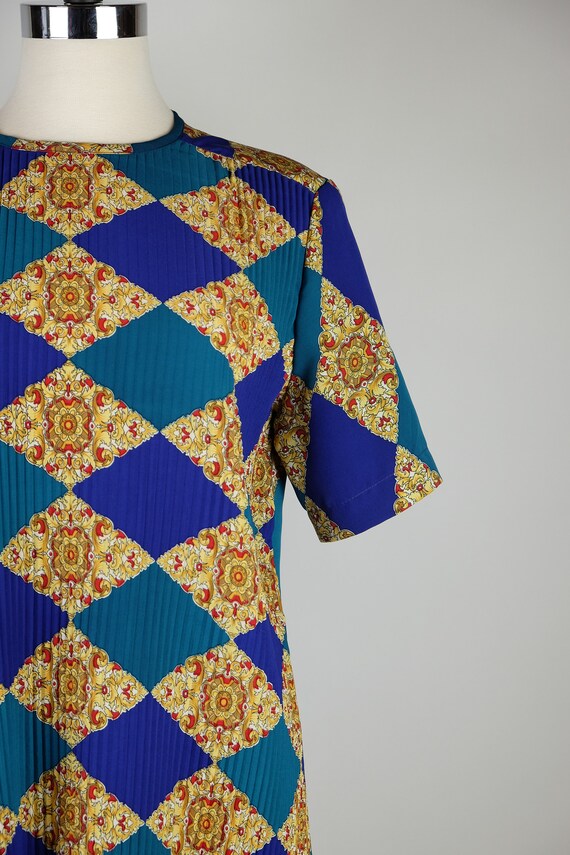 1980s Notations Abstract Argyle Print Short Sleev… - image 3