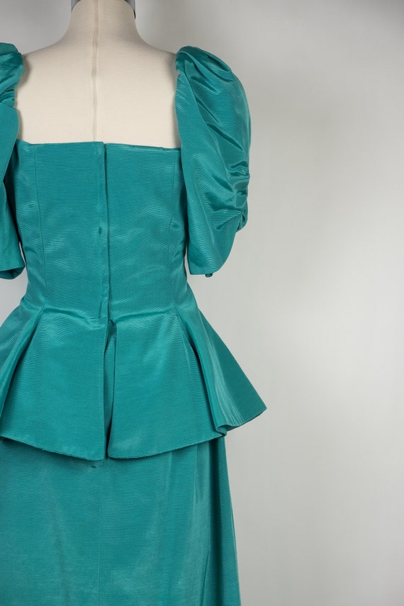 1980s Vivian Dessy Diamond Turquoise Prom Dress - image 6