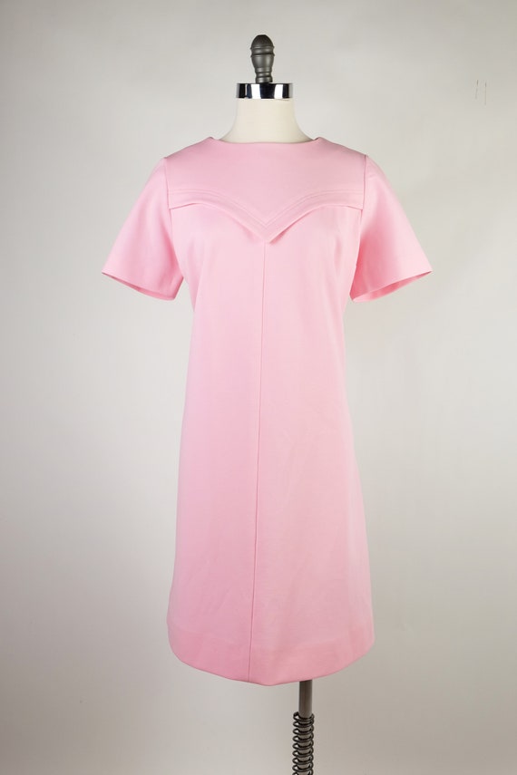 1960s Bubblegum Pink Double Knit Mod Dress - image 2