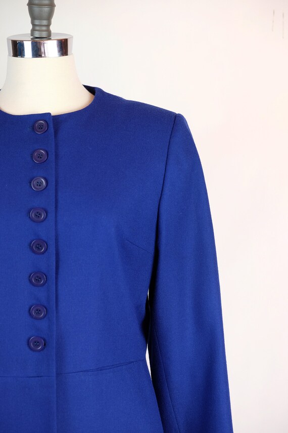 1980s Harvé Benard Cobalt Blue Wool Coat - image 3