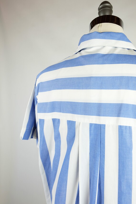 1980s The Fox Collection Blue & White Striped Blo… - image 7