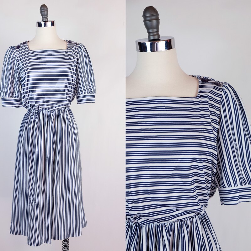 White and Navy  Stripe Sleeveless Dress Stitch and Co 30a