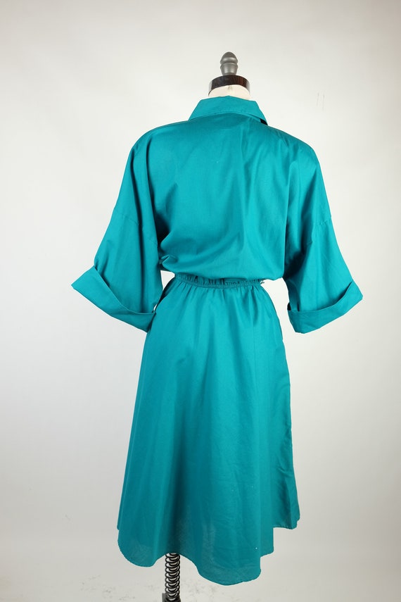 1980s-Does-1950s The American Shirtdress in Teal - image 6