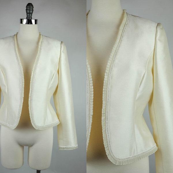 1980s Oleg Cassini Silk Bridal Jacket