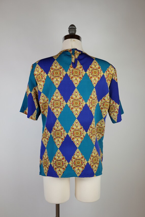 1980s Notations Abstract Argyle Print Short Sleev… - image 6