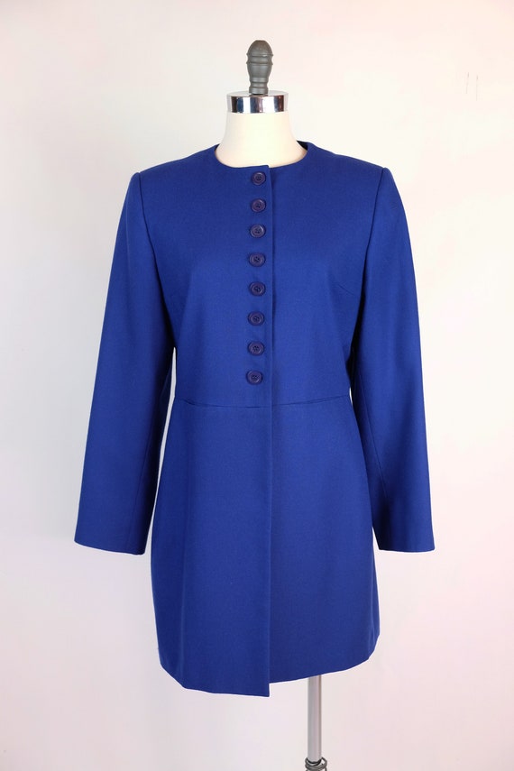 1980s Harvé Benard Cobalt Blue Wool Coat - image 2