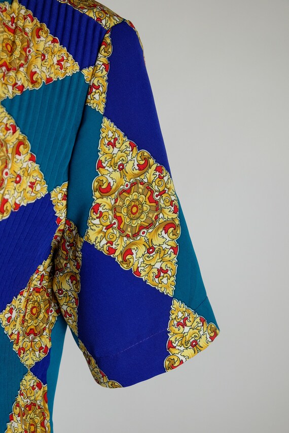 1980s Notations Abstract Argyle Print Short Sleev… - image 5